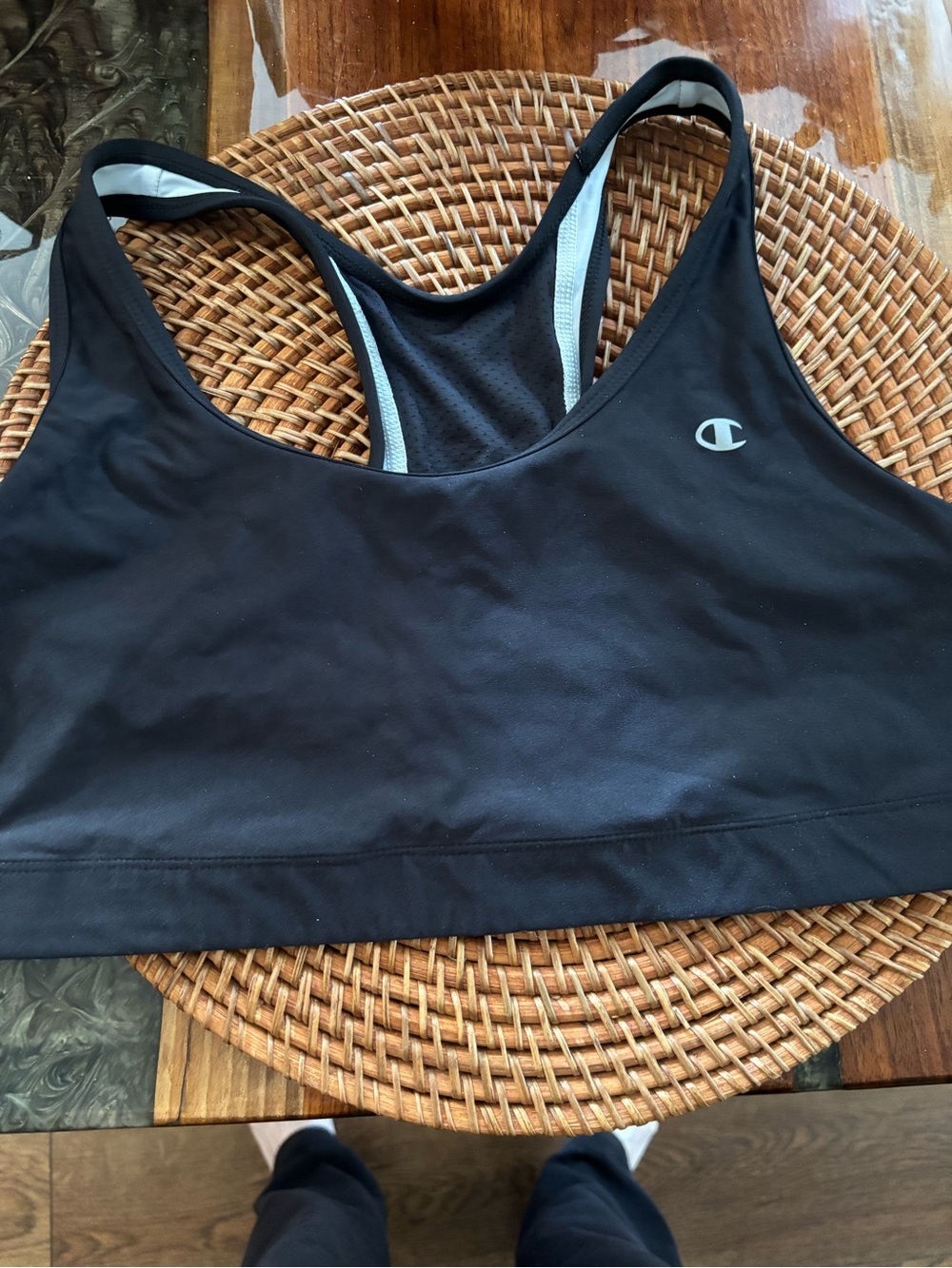Champion Black Racerback Sports Bra with White Trim